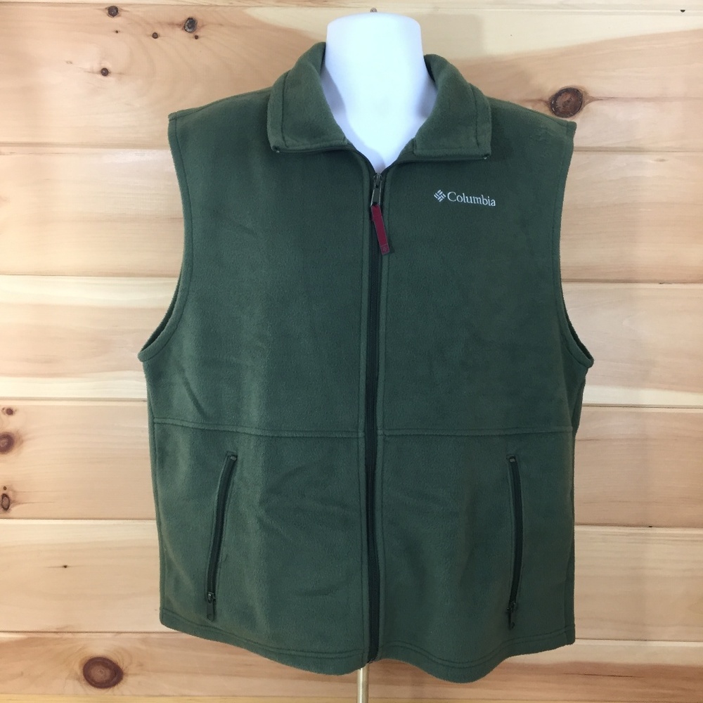 Columbia Size L Fleece Vest Full Zip Green